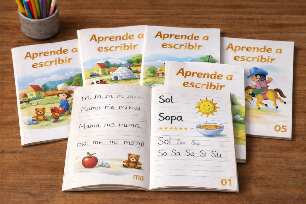 Cuadernos para aprender a escribir típicos de finales del siglo pasado