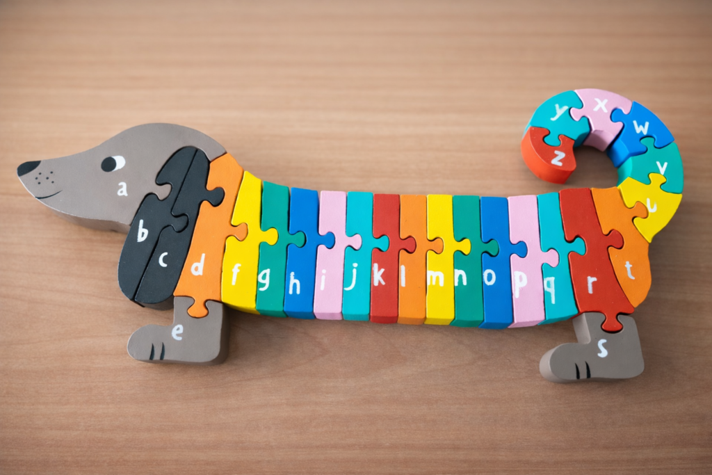 Juguete de tipo Montessori con el que los niños aprenden el abecedario tocando